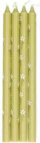 Dunne kaarsen met bloemen, 4 stuks, 20 cm