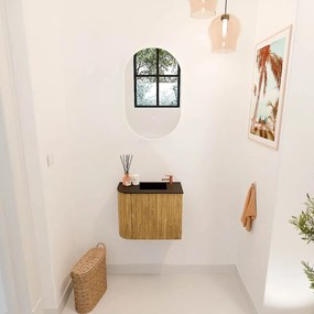 Mondiaz Joya 50cm toiletmeubel ronding links oak met wastafel faye rechts 1 kraangat urban