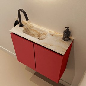 Mondiaz Ture DLux toiletmeubel 60cm fire met wastafel frappe links met kraangat