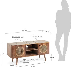 Kave Home Geraldine Bruin Tv-meubel Mangohout - 120x40x55cm.