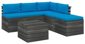 vidaXL 6-delige Loungeset met kussens pallet grenenhout