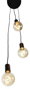 Industriële hanglamp zwart 3-lichts - Facil Design, Modern E27 rond Binnenverlichting Lamp