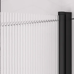 Eastbrook Fluted badwand met ribbelglas 80x140cm rechts zwart mat