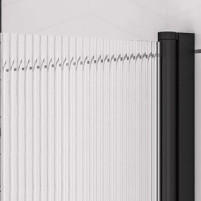 Eastbrook Fluted badwand met ribbelglas 80x140cm rechts zwart mat