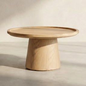 Eiken Salontafel Rond 66 Cm - 66 X 66cm.