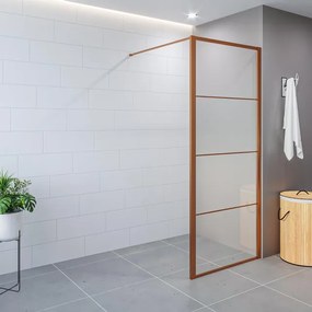 Aqua Vista Triple Zijwand - 100x200 cm - incl. wandbeugel - helder glas - geborsteld koper R-BC-2120-100-FFF