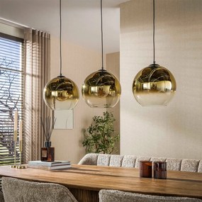 Eettafel Hanglamp Met Rookglas Bollen Goud