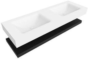 Zaro Alan badmeubel 140cm met planchet urban en vrijhangende wastafel cloud dubbel zonder kraangat talc