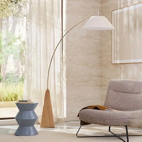 Boogvloerlamp in massief eiken en linnen, NESTWOOD