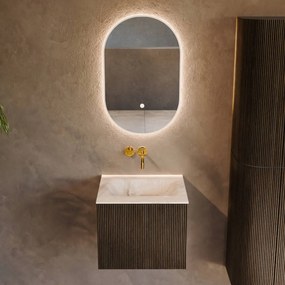 Mondiaz Kurve-dlux 50cm badmeubel shadow met 1 lade en wastafel grunne midden zonder kraangat frappe