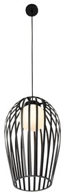 Design hanglamp zwart met opaal IP44 - Angela