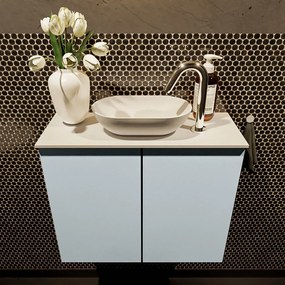 Mondiaz Fowy toiletmeubel 60cm clay met witte waskom midden en kraangat