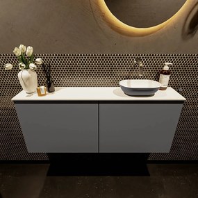 Mondiaz Fowy toiletmeubel 120cm dark grey met antraciete waskom rechts zonder kraangat