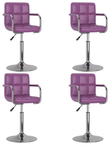 vidaXL Eetkamerstoelen draaibaar 4 st kunstleer paars