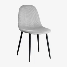 Pak 2 Eetkamerstoelen In Glamm Corduroy Nerts Grijs & Zwart - Sklum