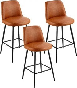 VEVOR Barkruk, barkruk, 3-pack (98 cm hoog), keukenstoel van PU-leer met rugleuning en metalen frame, bistrostoel (draagvermogen 136,1 kg), keuken, eetkamer, bar, keukeneiland, barkruk, bruin