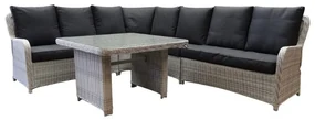 Bilbao hoek dining loungeset 5-delig wit grijs