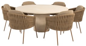 Hampton Molina dining tuinset 160xH75 cm rond 7 delig mortex amber 4 Seasons Outdoor