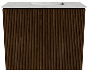 Mondiaz Joya DLux 50cm toiletmeubel walnut met wastafel faye rechts 1 kraangat opalo