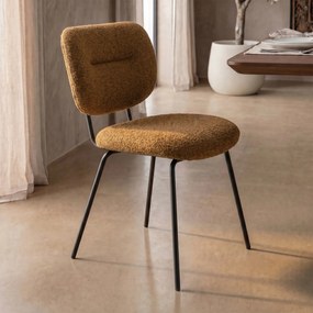 Moderne Eetkamerstoel Okergeel Boucle