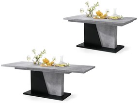 NOBLE NOIR Millenium Beton/Mat Zwart – uitschuifbare tafel tot 218 cm, voor 8, 10 personen.