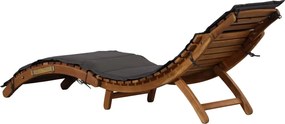 vidaXL Ligstoel met kussen massief acaciahout donkergrijs