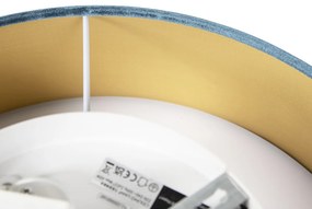Moderne plafondlamp blauw 40 cm met gouden binnenkant - Drum