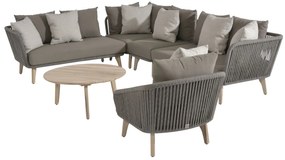 4 Seasons Outdoor Santander hoekbank met loungestoel en Gabor tafel Ø 90 cm SALE Loungeset zwart weerbestendig