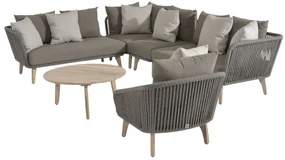 4 Seasons Outdoor Santander hoekbank met loungestoel en Gabor tafel Ø 90 cm SALE  Loungeset    zwart weerbestendig