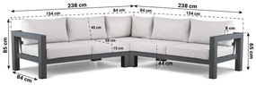 Hoek loungeset 5 personen Aluminium Grijs  Lifestyle Garden Furniture Luca