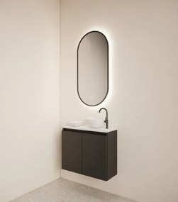 Gliss Design Echo toiletmeubel 60cm zwart mat met toppaneel wit mat