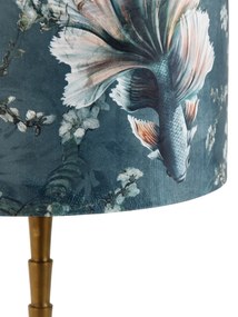 Tafellamp brons met velours kap vis 35cm - Pisos Klassiek / Antiek, Art Deco E27 rond Binnenverlichting Lamp