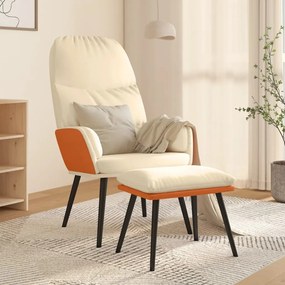 vidaXL Relaxstoel met voetenbank stof crèmewit