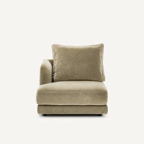 Halve bank links, afgerond, modulair, van linnenfluweel, TIBERIO
