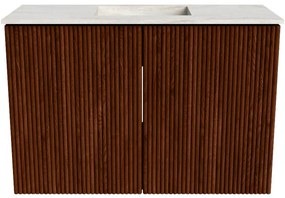 Mondiaz Joya DLux 60cm toiletmeubel ruby met wastafel faye midden 1 kraangat ostra