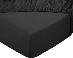 Hoeslaken King – 100% katoensatijn – 160×200 – zwart