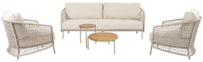 Puccini stoel bank loungeset 5 delig teak latte 4 Seasons Outdoor
