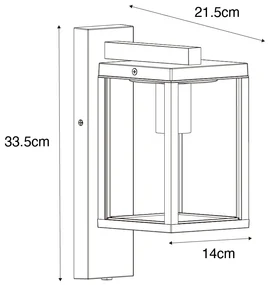 Buiten wandlantaarn zwart met ribbel glas en schemersensor - Charlois Modern E27 IP44 Buitenverlichting