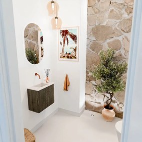 Mondiaz Joya DLux 50cm toiletmeubel ronding rechts shadow met wastafel faye links zonder kraangat meli
