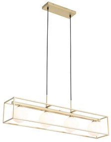 Design hanglamp goud met wit glas 4-lichts - Aniek