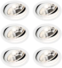 Set van 6 Ronde inbouwspot wit verstelbaar - Chuck 111 GU10 Binnenverlichting Lamp