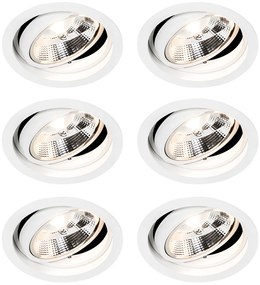 Set van 6 Ronde inbouwspot wit verstelbaar - Chuck 111
