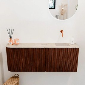 Mondiaz Joya DLux 110cm toiletmeubel ronding links ruby met wastafel faye rechts zonder kraangat frappe
