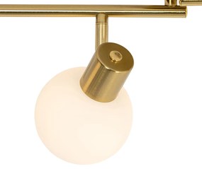PlafondSpot / Opbouwspot / Plafondspot goud met opaal glas 4-lichts verstelbaar - Anouk Art Deco E14 Binnenverlichting Lamp
