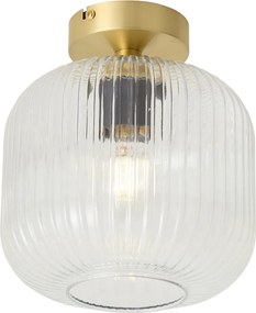 Art Deco plafondlamp messing met helder glas - Karel