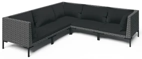 vidaXL 5-delige Loungeset met kussens poly rattan donkergrijs
