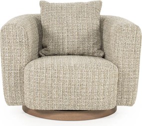 Draaibare Fauteuil Taupe Met Walnoot Hout