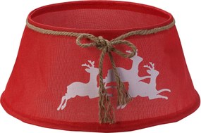 Famiflora kerstboomvoet Hoes Rood met Rendieren - Diameter 56 x 25 cm (boven diameter 38,5 cm)– Feestelijke Afdekkap – Sierlijke Kerstafwerking voor Boomvoet