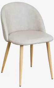 Kana Gestoffeerde Eetkamerstoel En Staal Natuurlijk Hout & Kunstleren Grijs – Taupe – Koel & Kunstleer - Sklum