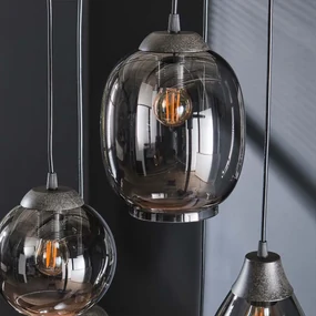 Trapse Hanglamp Met Chroom Glas Kappen